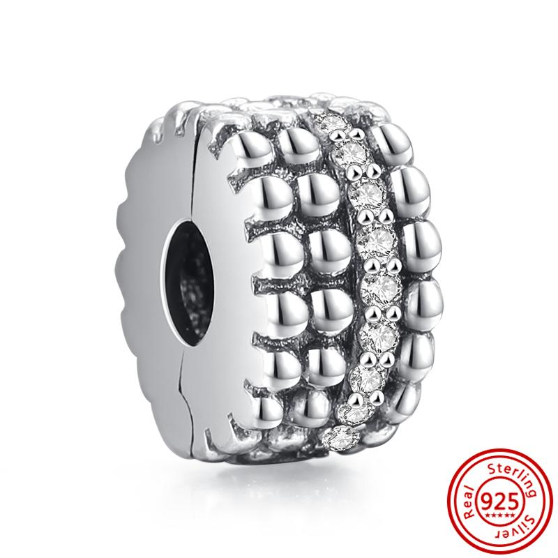 100% стерлинговое серебро S925, прозрачный циркон с паве, сверкающие бусины-клипсы на пуговицах, стильные оригинальные подвески, браслеты, женские ювелирные изделия