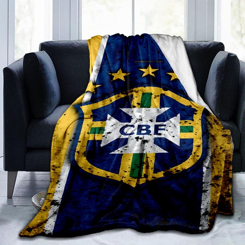 Brazilian Football Federation Printed Throws Blanket Soft Flannel Blankets for Couch Bed Gifts for Men Women Picnic blanket Christmas gifts
