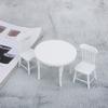 1:12 Miniature Wooden White Dining Table and Two Chairs Kitchen Furniture Set Dollhouse