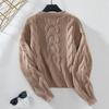 Autumn Winter Vintage Cardigan Sweater Top Loose Long Sleeve O Neck Solid Color Knitwear