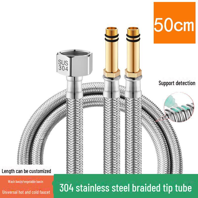 Explosion-Proof 304 Stainless Steel Braided Hose for Water Heaters and Basin Faucets