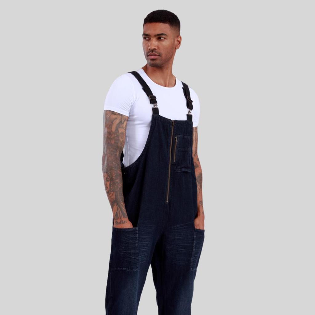 Мужской джинсовый комбинезон Nishi Takumi 2025 в стиле ретро, с потертостями, прямого кроя