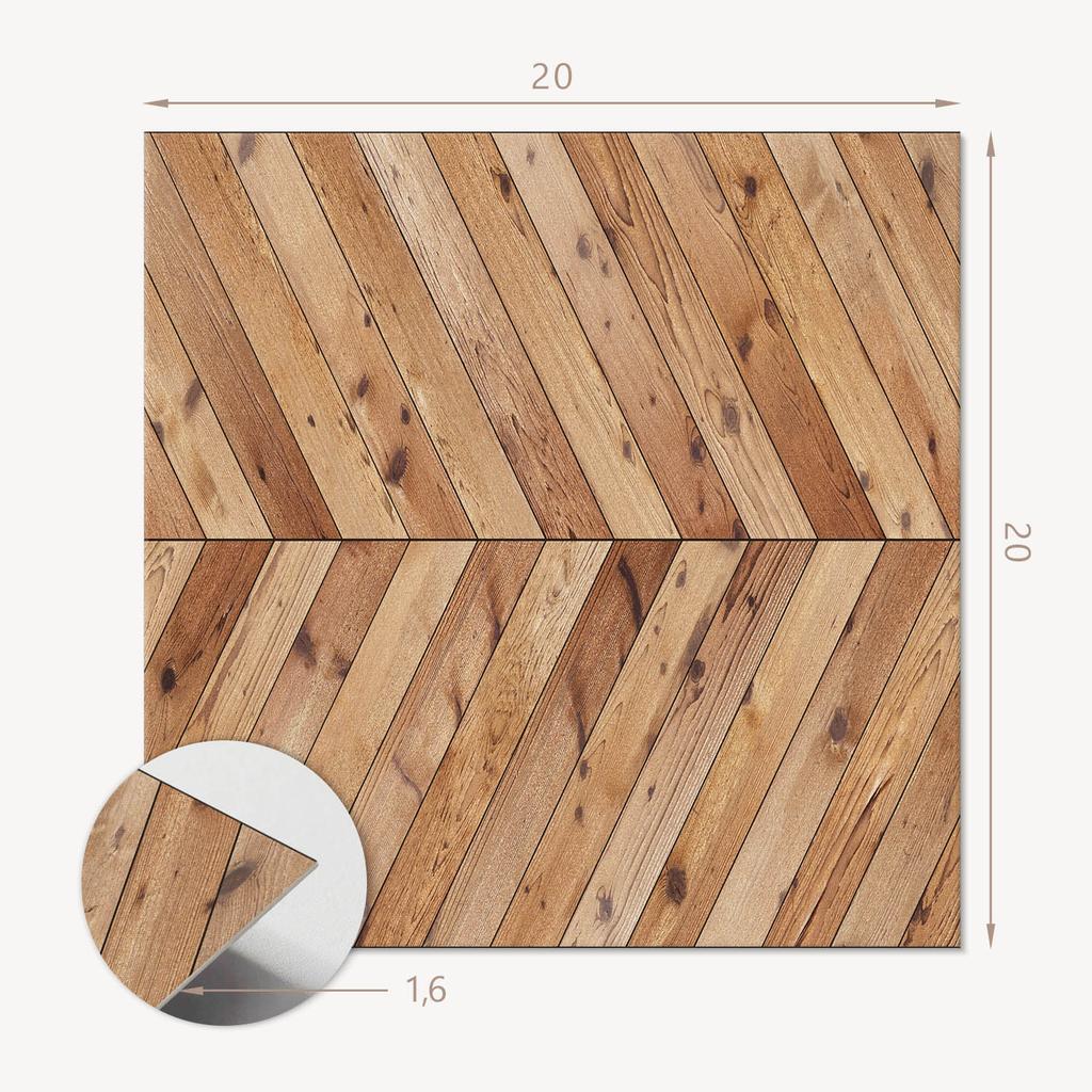 Kafelki Winylowe Samoprzylepne Z Nadrukiem Do Salonu Wzór Desek W Układzie Skośnym 20X20X20 Cm