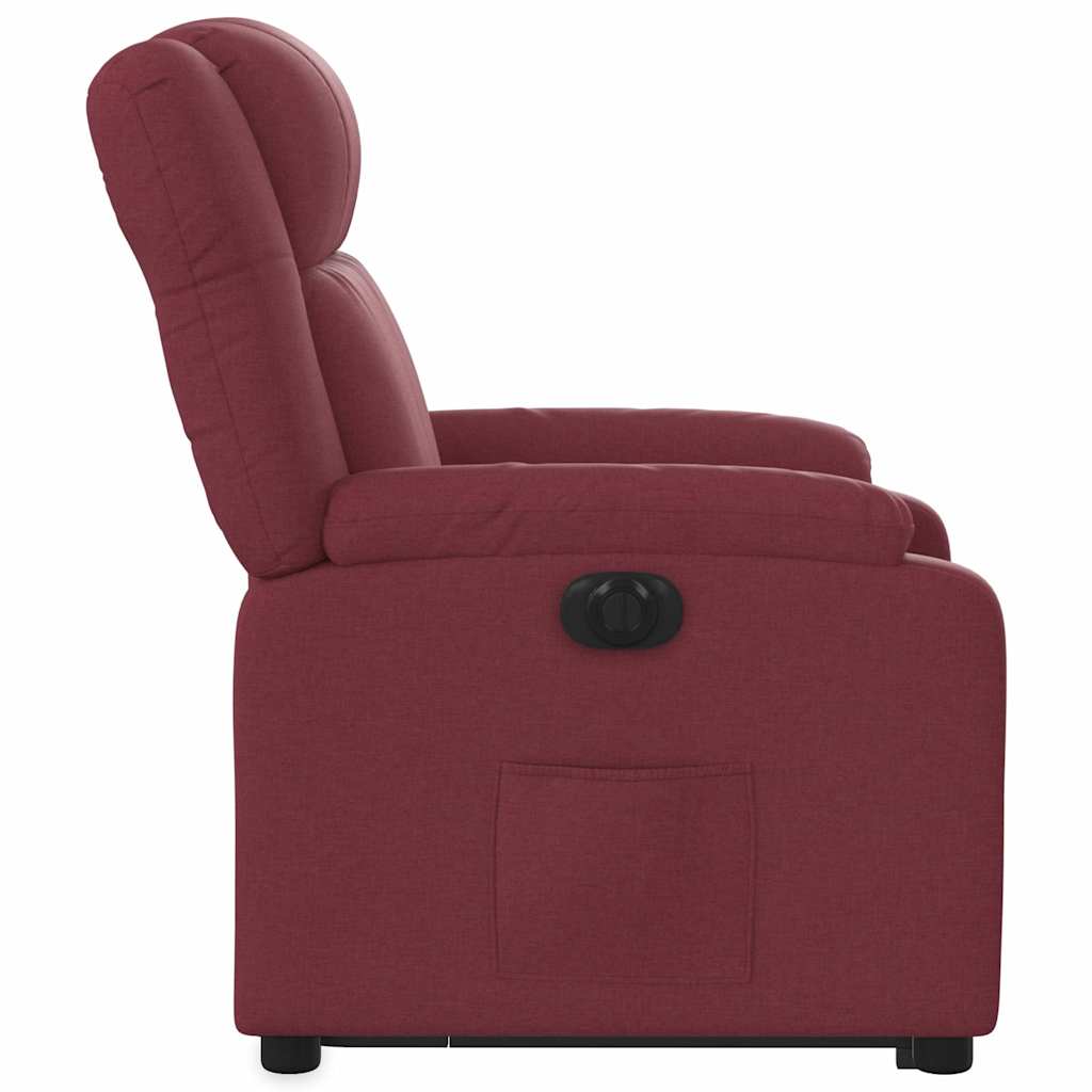 Electric Recliner Chair with Rising Function Burgundy Fabric