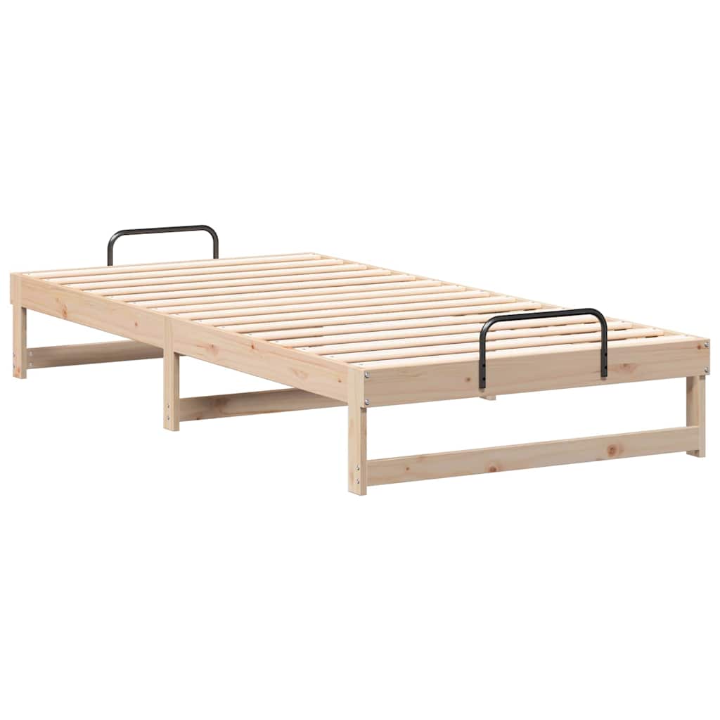 Brown Bed Frame 100 x 200 cm Solid Pine Wood