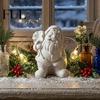 Desktop Figurine Santa Claus Ornament, with Stable Base, 3D Printed Hand Painted Holiday Figures Matte White Statue for Christmas Party Home Decor DIY