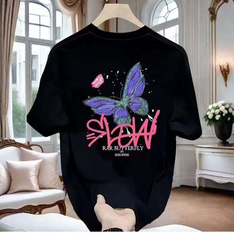 Summer T-Shirt Trendy Brand Short-Sleeved Men'S Loose Heavy Round Neck Ruffian Handsome Top T-Shirt Trend