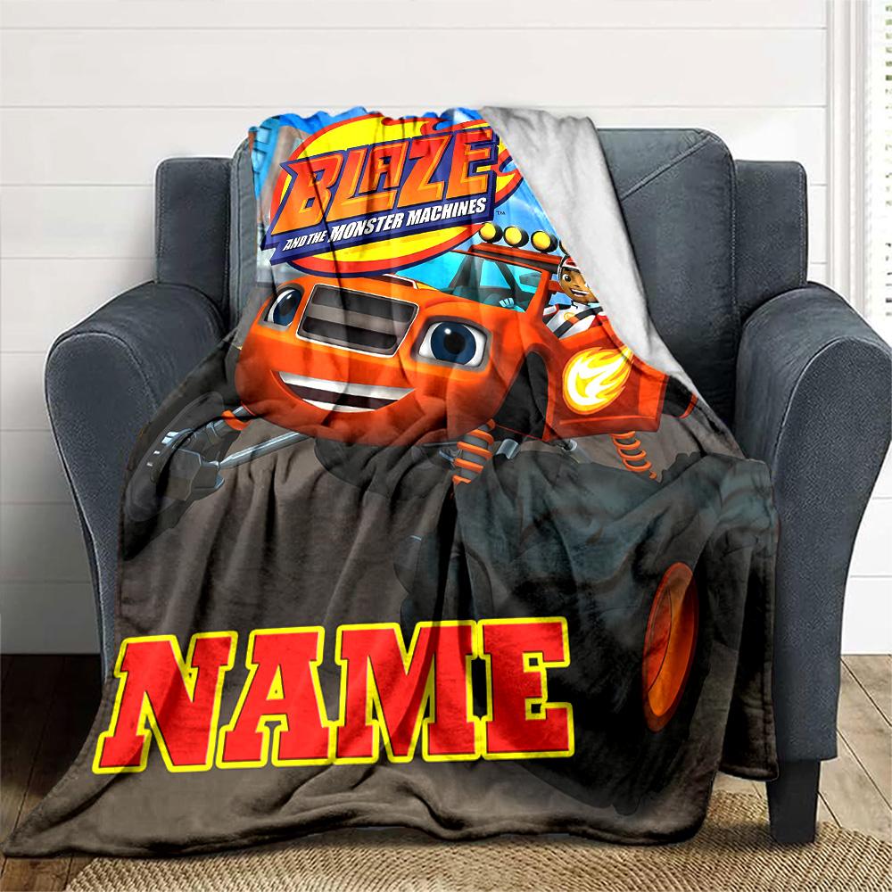 Customizable Blaze and the Monster Machines2 Throw Blanket – Personalized Name, All-Season Cozy Snug Blanket, Machine Washable, Personalized Blanket