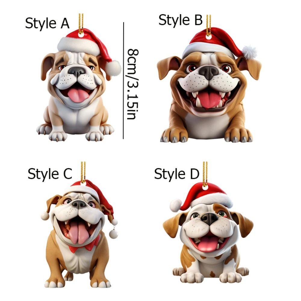 2D Dog Hanging Pendant Cartoon Dog Car Ornament Funny Christmas Puppy Ornament New Year Gift