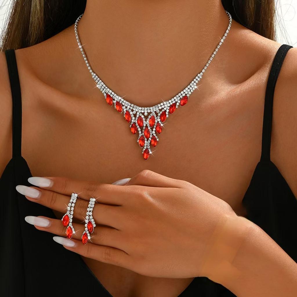 Свадебное хрустальное ожерелье с бриллиантами, серьги, браслет, комплект, изысканное платье, ожерелье, аксессуары высокого класса