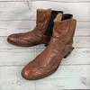 Italy Vintage Gino Rossi Leather Side Gore Boots With Belt Brown 42 / 26.5-27.0(USED)
