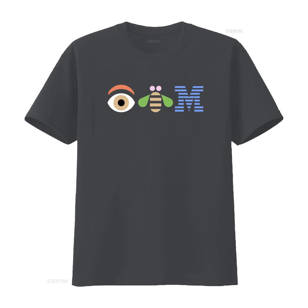 IBM Компьютеры Логотип Глаз Пчела М Технология Футболка Размер Средний Крутой Дизайн для Техно-Любителей винтажный Постиранная графика Удобная