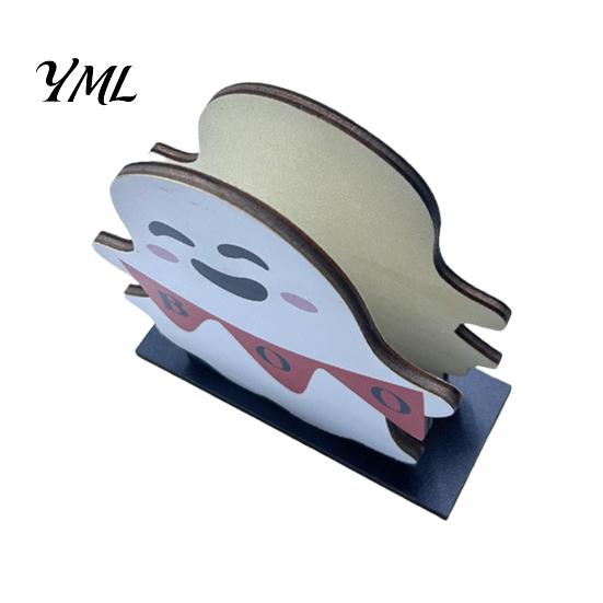 Halloween Party Table Decor Ghost Wooden Napkin Holder, Cute Paper Towel Decorative Festive Holiday Kitchen Storage Stand, Freestanding Tissue