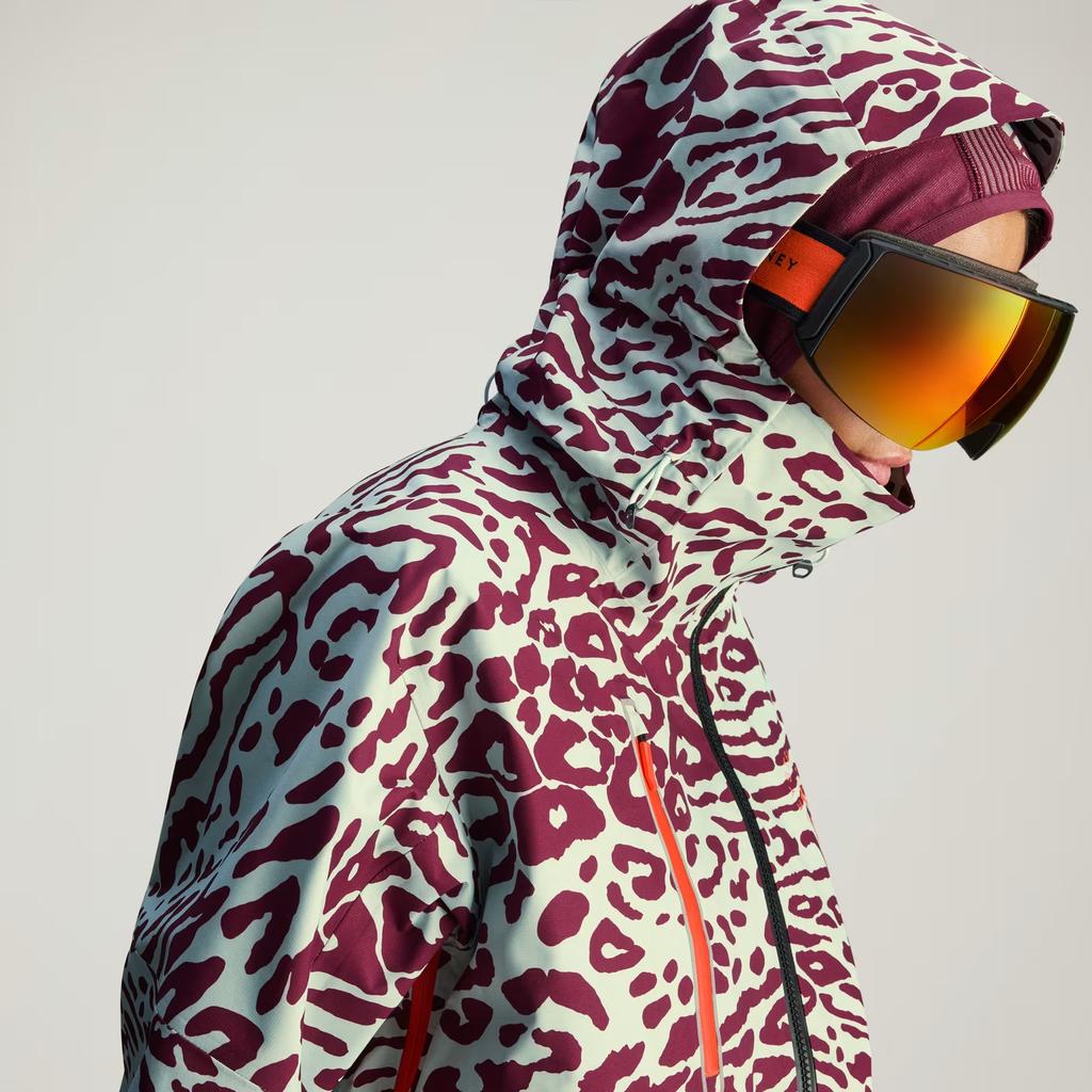 Adidas Truenature Леопардовый принт Ветрозащитная Водонепроницаемая Теплая Дышащая Удобная Лыжная куртка Женская куртка Паровой-зеленый Теневой-красный IW3867