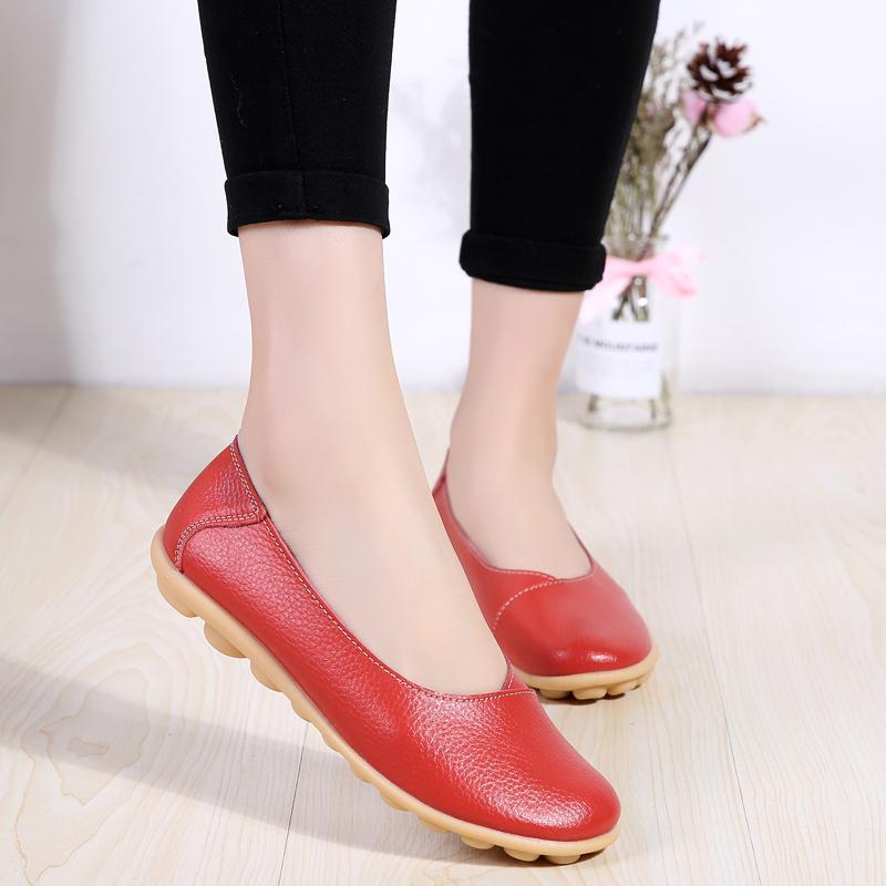 Women Leather Driving Moccasins Comfort Flats Casual Slip On Blue Nurse Plus Size Summer Ballet Shoes for Girl