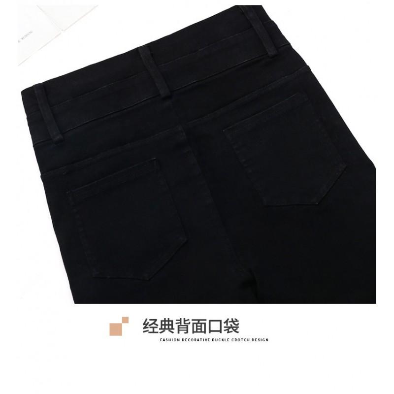 High Waist Plus Size Denim Jeans Women Fleece Lined Thick Stretch Skinny Pants Mid-Rise Slim Fit
