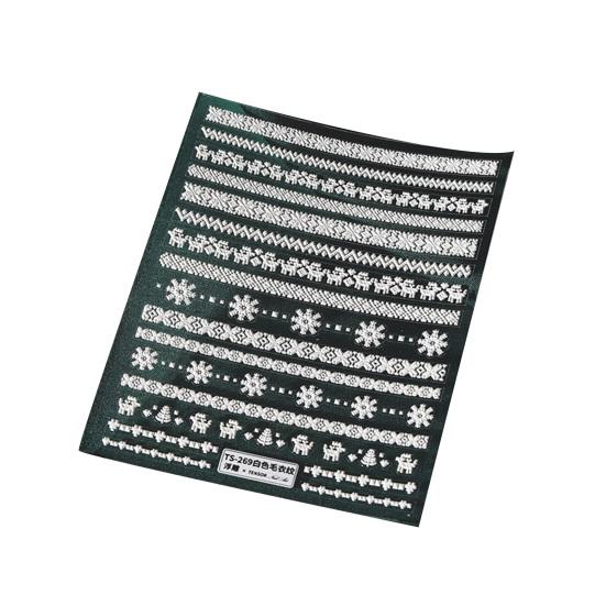 Слайдер для ногтей Разные формы Гравированный узор 5D эффект Шерстяной белый Снежинка Крыло Цветная наклейка для ногтей