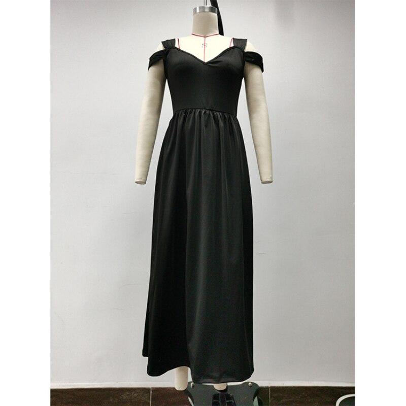 Летнее длинное платье с принтом и V-образным вырезом, без рукавов, сексуальное платье с разрезом, повседневное платье с эластичной талией и открытыми плечами 26190