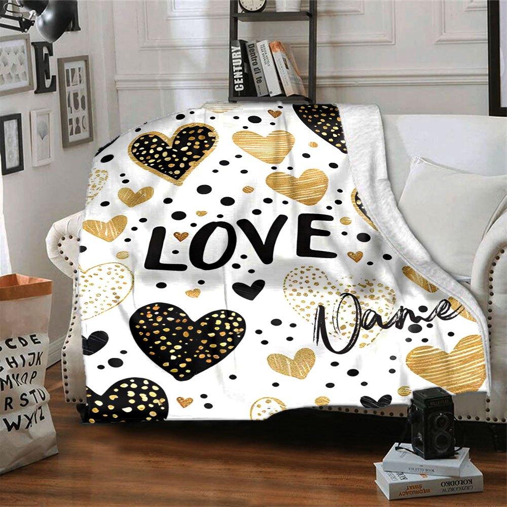 Love Hearts Home Customize Your Name Blankets Soft And Cozy Lightweight Versatile For All Seasons Perfect For Picnics Sofa Office Bed Living Room