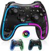 Контроллер Elekasumi Switch с RGB-подсветкой, беспроводной контроллер Switch с гироскопом, 3 режима вибрации, спящий режим, пробуждение, совместимость с приложением, Bluetooth, со всем