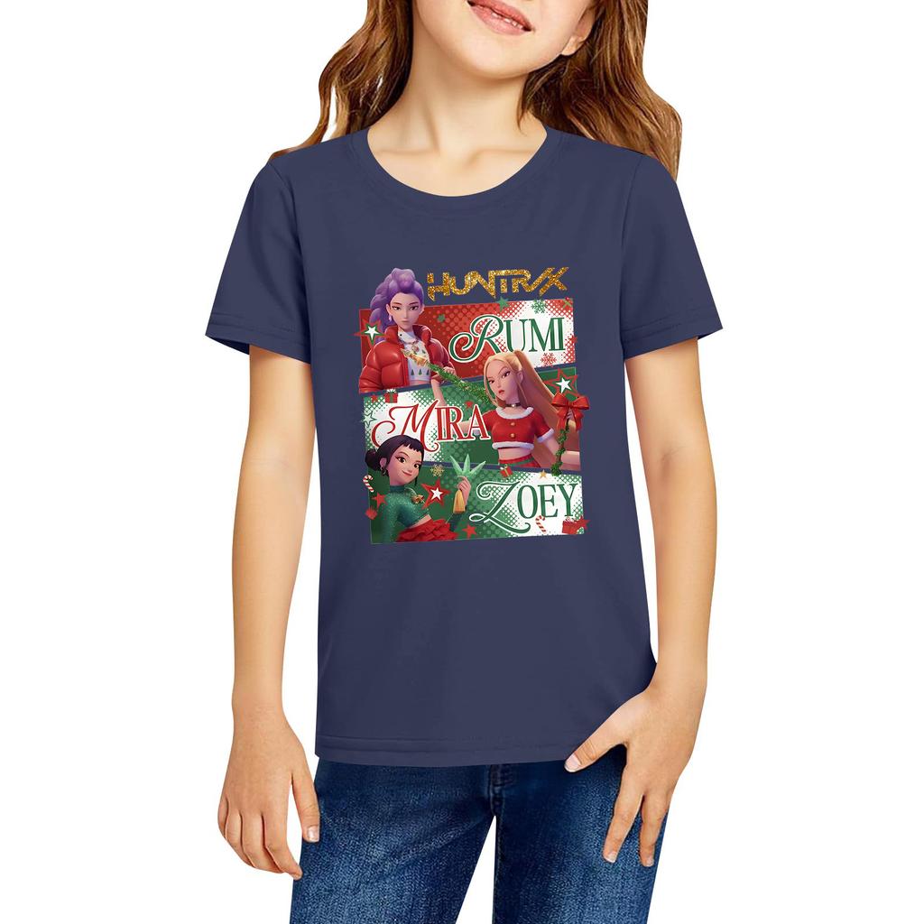 Fashionable Round Neck Short Sleeve Work Clothes Printed Tops For KID Summer Tops