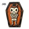 Unique Halloween Gift Ideas Vintage Wooden Decor, Cat Mummy Skeleton Figurines, Tier Tray Display Fall Farmhouse Tabletop Centerpiece for Shelf Mantel
