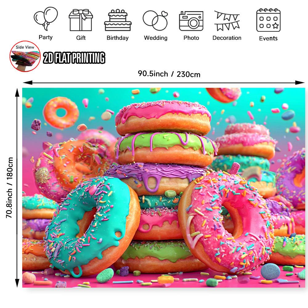 Colorful Donut Birthday Party Banner, for Birthday Party Photo Booth Decor