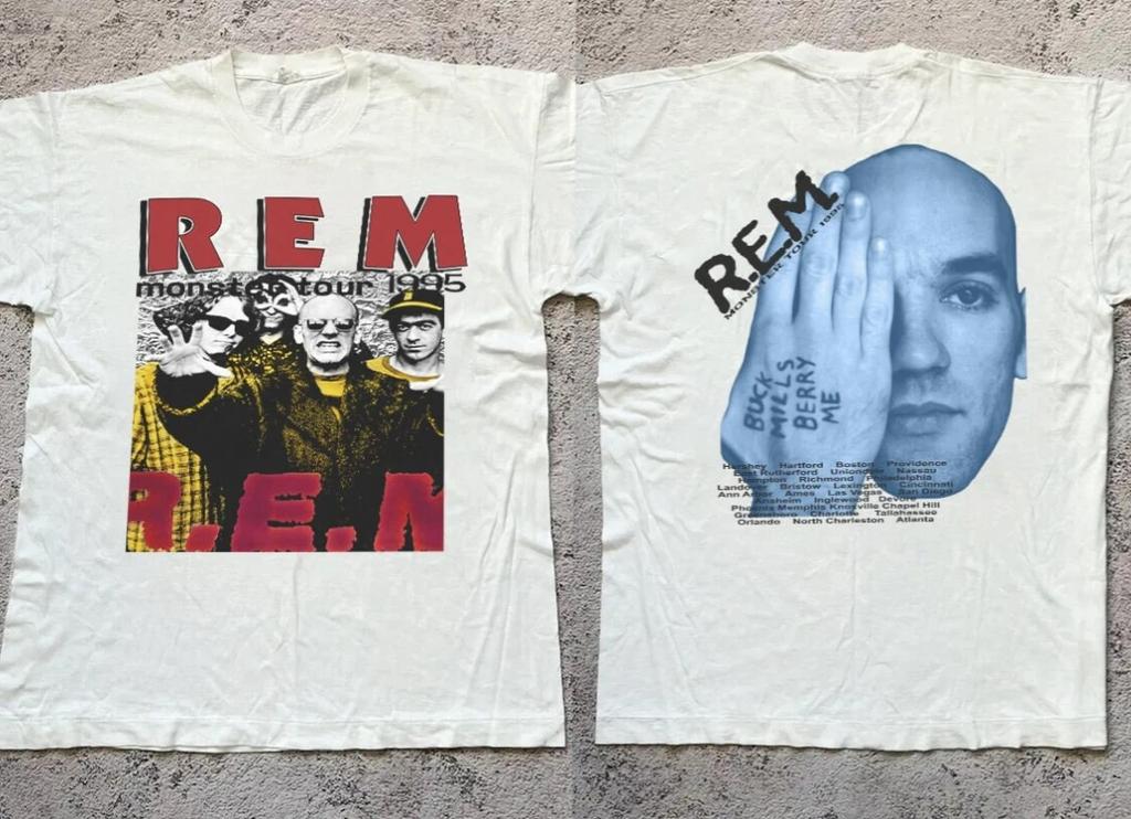 Hot REM Band Music Tour White TShirt Cotton All Size Unisex Unisex T-Shirt