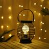Retro Hollow Out Iron Art Round Handheld Lantern Portable LED Copper Wire Bulb Table Lamp