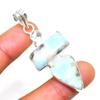 Republic Larimar Blue Topaz Gemstone 925 Silver Plated Pendant 2.08"