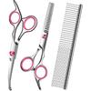 Dog Grooming Scissors with Safety Round Tip,Pet Grooming scissors Kit,Dog Shears for Grooming,Incude Thinning,Curved Grooming Scissors and Comb for