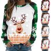 Женский модный повседневный темпераментный пуловер с рождественским цветочным принтом и длинными рукавами