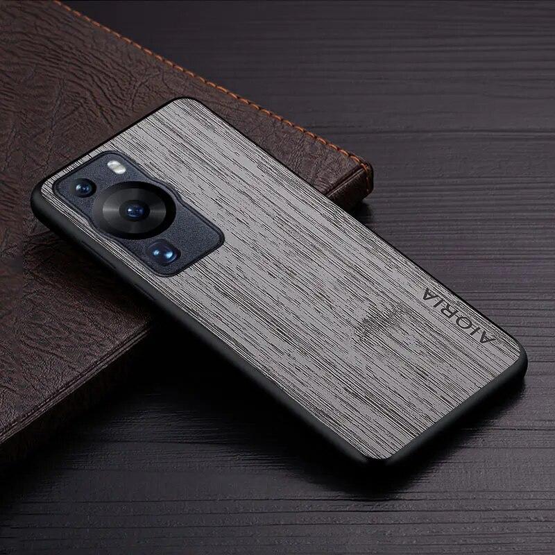 Case for Huawei P60 Pro P60 Funda Bamboo Wood Pattern Leather Phone Cover Luxury Coque for Huawei P60 Pro Case Capa