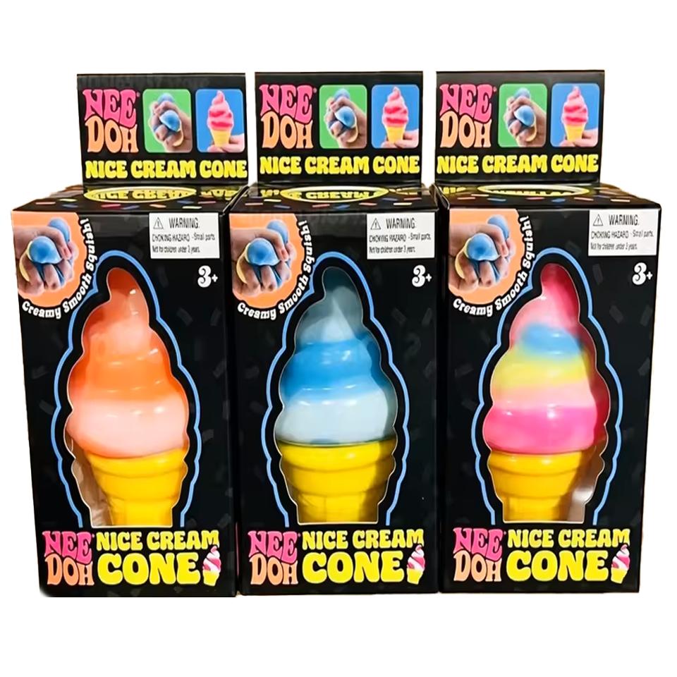 3 цвета Форма мороженого Nee-Doh Nice Cream Cone Сенсорный антистресс Игрушка-фиджет для снятия тревоги, улучшения концентрации для взрослых и детей