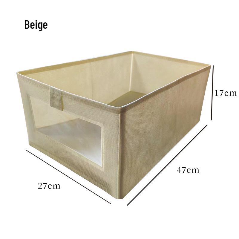 Большой складной контейнер для хранения из хлопка и льна с прозрачным окошком