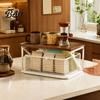 Coffee Station Organizer with Drawer, Tiered Bar Organizer, Wooden Top Shelf, Accessories Wire Mesh Drawers for Tea Bags, Capsules, Office Desk,