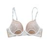 French Deep V Pseudo-see-through Bra Comfortable and Beautiful Back Push-up Open-back Soft Underwire Lace Bra for Small Breasts