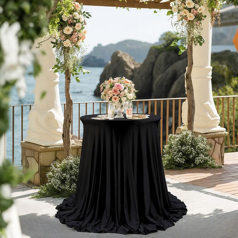 1 шт., скатерть с высоким верхом, крышка для круглого стола, коктейльная скатерть, юбка с волнистой складкой, 60*110 см