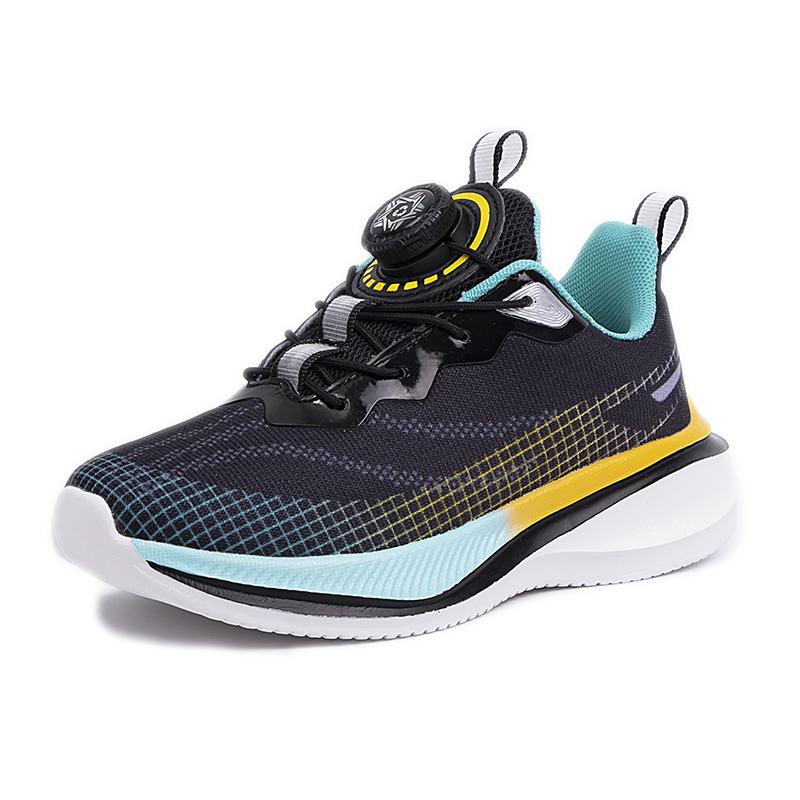 New Rotating Button Boys Breathable Mesh Running Shoes Youth Sports Shoes Children Anti-slip Wear Racing Students