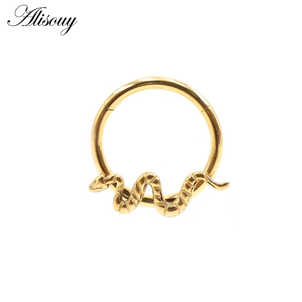 Alisouy 1PC Нержавеющая сталь Летучая мышь Пчела Змея Лист Нос Кольцо Daith Пирсинг Украшения Серьги-кольца для козелка хряща Спиральные серьги