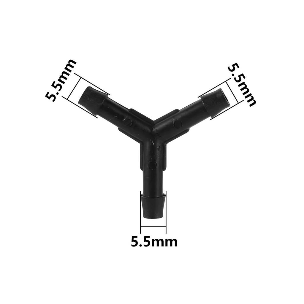 20Pcs DN16mm 4/7mm Y-Shaped Tee Connector Equal Barbed Coupling Black Garden Micro-Irrigation 3-Way Water Splitter Pipe Fittings