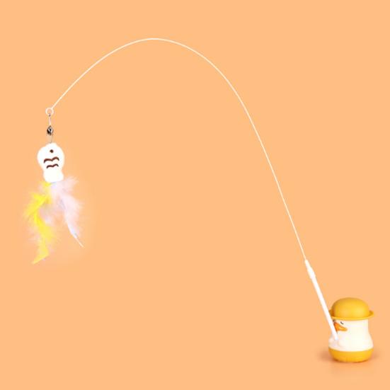 Интерактивная дразнилка для кошек, игрушка для кошек с перьевой рыбкой, сменные дразнилки, вращающееся на 360 градусов основание в виде утки, съемная дразнилка