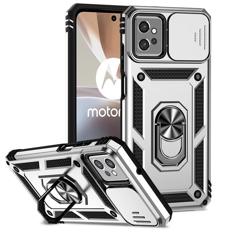 Противоударный чехол Armor для Motorola Moto G22 G32 G52 G62 G82 G31 G41 G60s, защитная крышка для камеры со сдвижной шторкой, подставка-кольцо, Fundas Coque