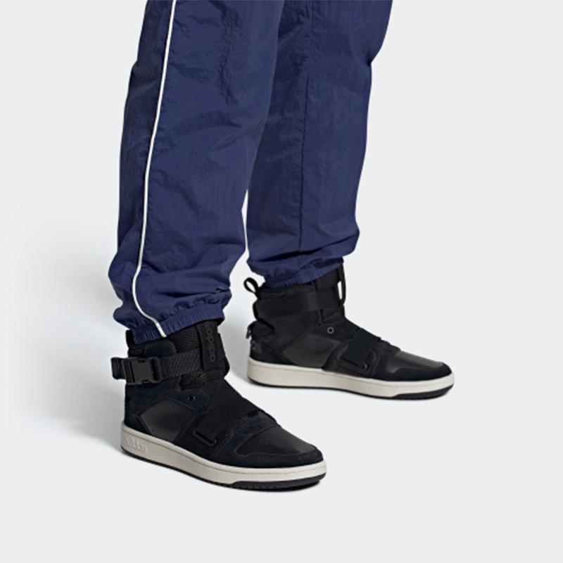 adidas Neo Hoops 2.0 Utx Синтетическая кожа Нескользящие Прочные Полувысокие Кеды для скейтбординга Мужские Кроссовки Черно-белые FW3375