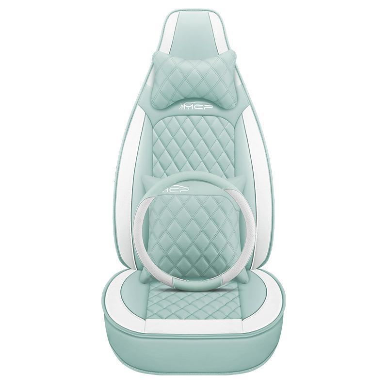 Универсальная кожаная подушка на сиденье автомобиля с чехлом на подголовник для осенне-зимнего сезона.