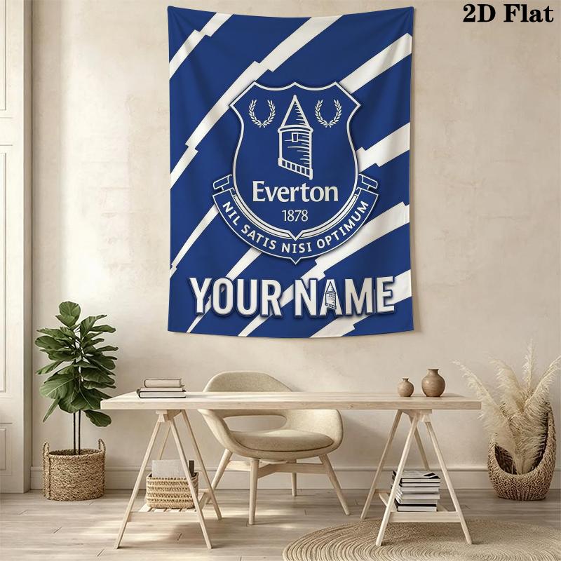 Custom Name Everton FC Wall Tapestry Aesthetic Wall Hanging Printed Fabric Blanket Decorative Tapestries for Bedroom Living Room Home Decor