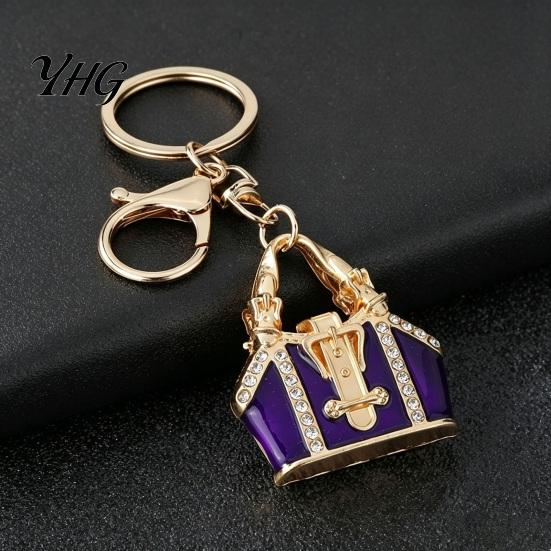 Zinc Alloy Pendant Mini Handbag Keychain with Rhinestone, for Decorative Accessory Keys Handbags Backpacks, Lightweight Women Fashionable