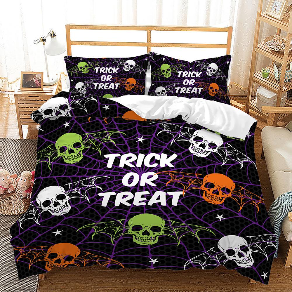 3D Skull Head Series Bedding Set Luxury Flower Skull Duvet Cover 2/3 Pieces DE135 * 200 Full Size Boys' Room Soft Bedroom Decoration