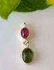Natural Pink-Green Tourmaline Gemstone 925 Sterling Silver Pendant 1.1", Gift