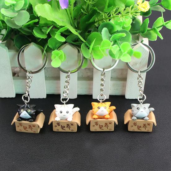 Прекрасный мультяшный котенок коробка кулон брелок для ключей держатель сумка висячий орнамент